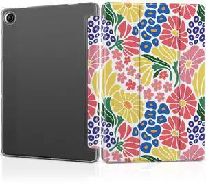 MEEgoodo for Samsung Galaxy Tab A9 Plus 11 inch Case 2024 2023 (Fit Model SM-X210/X216/X218), A9+ Tablet Cases with Silk Texture & PC Clear Back Cover, Groovy Flower