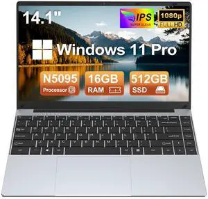 MITUNTUN 14 Inch Gaming Laptop Computer, 2025 Window 11 Pro Lap Top 16GB DDR4 RAM 512GB SSD, Processor N5095(4C/4T up to 2.9GHz), 1900 * 1080 FHD IPS Display, Office 365, WiFi5.0+BT4.2, Portatil