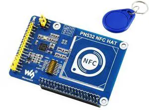 PN532 NFC HAT Compatible with Raspberry Pi 5/ 4B/3B+/3B/2B/A+/Zero W/WH/Zero 2 W/Pico/Pico 2W, PN532 Chip, Support Multi NFC/RFID Cards, 13.56 MHz Band, I2C, SPI, and UART Interfaces