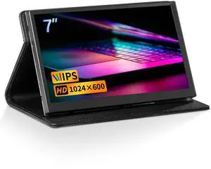 CUQI 7 Inch Mini Monitor, IPS 1024 × 600 HDMI Portable Monitor with Leather Stand for Raspberry Pi 5/4, Laptop, PC, Switch, Xbox, PS4