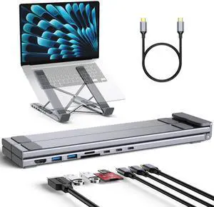 RoRoSkin 8-in-1 USB C Laptop Docking Station with 4K HDMI, 2 USB 3.0, PD 100W, Aluminum USB C Dock Tablet Stand Universal Dock Station for MacBook Pro/Air/Dell/HP/Surface/Lenovo, Plug and Play