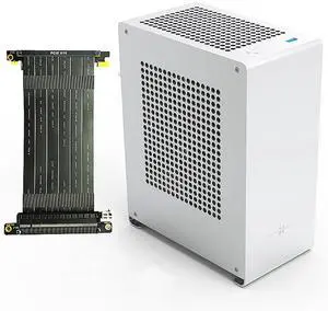ZZEW A1P Mini-ITX Case, Micro ITX PC Case, Mini Computer Case in Silver Color, Full Aluminum Small Gaming Case with 3.0 Dual Reverse PCI Riser Cable
