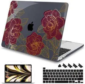 Mektron Case for MacBook Pro 16 Inch A2141 Cover 2019 Release 16" with Liquid Retina Display/Touch ID, Plastic Hard Shell with Keyboard Skin & Screen Protector & Dust Plug, A-Golden Rose
