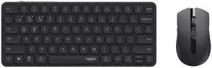 Rapoo 9050S Multi-Device Keyboard and Mouse Combo, 2.4GHz/Bluetooth 5.0/4.0 Wireless Keyboard & Mouse Set for Windows/Mac/Linux/Chrome, Support 4 Devices, Rechargeable, Silent Click, Black