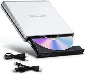 Haiway Aluminum External Blu Ray Drive, Support 25G Disc Read/Write Bluray Drives, USB 3.0 and Type-C Portable 3D Blu-Ray BD DVD CD Burner for Laptop PC Compatible with Mac OS Windows XP/7/8/10/11