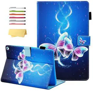 UUcovers for Amazon Kindle Fire HD 10/HD 10 Plus Case 2021 (11th Generation) 10.1" with Pencil Holder/Pockets Stand PU Leather Magnetic Smart Wallet Cover [Auto Sleep/Wake], Glitter Purple Butterfly