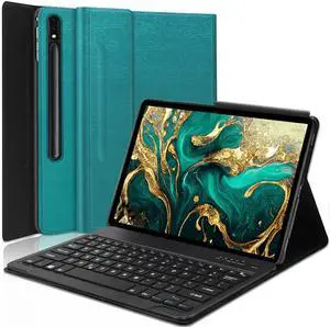 Keyboard Case for Samsung Galaxy Tab S10+ Plus/S9 FE+ Plus/ S9+ Plus/S8+ Plus/S7 FE/S7+ Plus 12.4inch, Magnetic Detachable Wireless Tablet Keyboard & Slim PU Leather Folio Cover with S Pen Holder