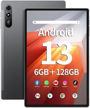 Naclud 10.51 Inch Tablet, 6GB RAM 128GB ROM Android 13 Tablet, Octa-Core 2.0Ghz Processor, 1920 * 1200 FHD IPS, 5MP+13MP Camera, 6200mAh, GPS, WiFi, Bluetooth (Sierra Blue)
