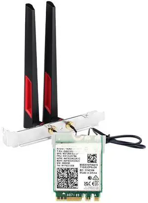 AX210 WiFi 6E Card - Tri-Band 5400Mbps (6GHz/5GHz/2.4GHz) BT 5.3 - M.2 Desktop Adapter with 10dBi High-Gain Antennas - Low Profile Bracket - Compatible Windows 11/10 (AX210NGW)