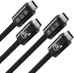 2Pack Thunderbolt 5 Cable 3.3FT Support 80Gbps Data Sync, 240W Charging and 16K/8K Monitor or Triple 4k Displays for Apple MacBook Pro, Thunderbolt 4/3 or Most USB C Devices