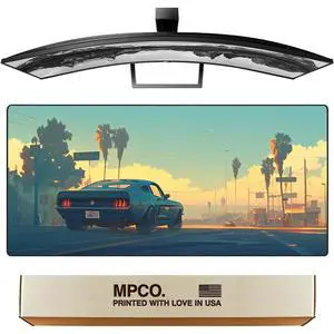 MPCO. Manga Motors Large Gaming Desk Pad - 36" x 17" Aeroglyde Fabric Mitzukis-Mustang Desk Mats - Non-Slip, Washable, Smooth Glide for Precision Gaming & Work