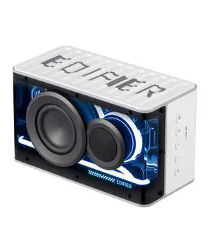 Edifier QD25 Bluetooth Speaker | Portable Desktop Audio, 25W (RMS) Dynamic Sound, Hi-Res Audio, Splendid Light Effects, 15H Playtime, Bluetooth 6.0, Wireless Stereo Pairing, White