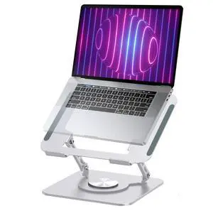 MENDELEEV STYLE Silver Laptop Stand for Desk with 360 Rotating Base Compatible with MacBook Pro/Air Notebook up to 16 Inches Computer Stand for Laptop Ergonimic Foldable Riser for Desk