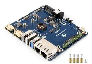 Gigabit / 2.5G Dual Ethernet Base Board Compatible with Raspberry Pi Compute Module 5, Rich Interfaces-Dual RJ45 Ethernet Ports, Supports Dual 4K Display Outputs HDMI, Dual MIPI, M.2 M Key, etc.