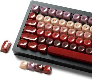 PBT Keycaps, Red Lipstick Jelly Keycaps MOA Profile, 128 Keys Elegant Cute Custom Key caps for 61/68/84/87/98/100 Cherry Gateron MX Mechanical Keyboards, No Tear & Never Fades