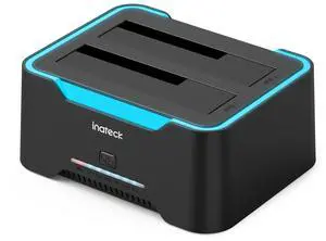 Inateck RGB SATA to USB 3.0 Hard Drive Docking Station with Offline Clone, for 2.5 and 3.5 Inch SATA HDD and SSD, Supports UASP, SA02004 Black