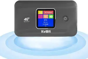 KuWFi 4G+ CAT7 Unlocked 4G LTE Mobile WiFi Hotspot, 300Mbps High-Speed Travel Router with SIM Card Slot for RV/Camping/Trips, Works with T-Mobile AT&T