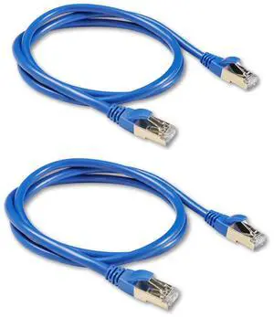 QSFPTEK 2pcs 0.5M CAT 8 Ethernet Cable, Blue High-Speed Internet LAN Cable Dual Shielded S/FTP 40Gbps 2000MHz Gigabit Network Cable for Gaming PC, WiFi Extender,Router, X Box,Computer