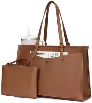 BAGOK Laptop Tote Bag Women, Work Tote with Multi Pockets, Nurse Bag with Large Cup Holder, For Work, Travel, Daily Use