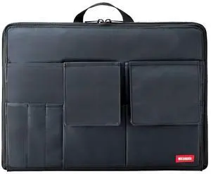 LIHIT LAB Laptop Sleeve with Storage Pockets (Bag-in-Bag), Wide, A4, 1.2 x 13.8 x 10 Inches, Black (A7559-24)