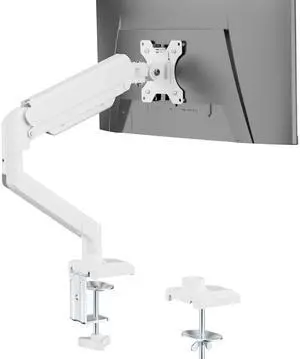 WALI Single Monitor Arm Mount Stand, Adjustable Gas Spring Arm Monitor Mount for Display up to 32 Inch,19.8lbs Capacity (GSMP001W), White