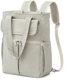 G4Free 2 in 1 Tote Backpack Fits 15" Laptop, Women Bag Daypack for College, Work, Teacher, Nurse -Beige