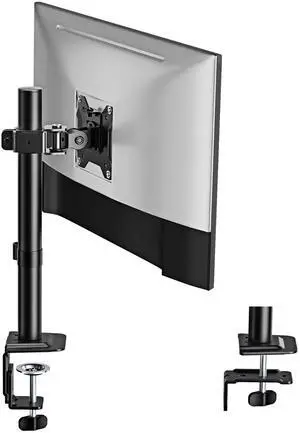 monTEK Single Monitor Stand, Stable Monitor Arm for 17-32 inch& 22lbs Capacity Screen, Height Adjustable Desk Mount with C Clamp and Grommet Base, VESA 75 * 75MM/ 100 * 100MM