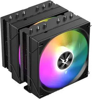 RUIX GT620 CPU Air Cooler, 6 Heat Pipes, Dual Tower, Dual 120mm PWM Fans, 220W TDP, for AMD AM4 AM5/Intel LGA 1851/1700/1200/115X, Black-RGB