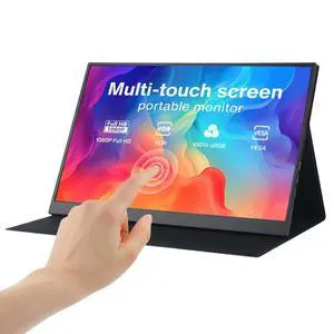 JYXCN Portable Monitor 14 Inch FHD 1080P - USB C HDMI Touchscreen Second Display for Laptop with Protective Cover Stand, Plug & Play Travel Extender (IPS, Type-C/HDMI/USB-A)