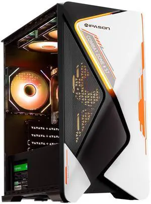 IPASON Gaming Desktop AMD Ryzen 5 5600GT (Beats Intel 10th-gen i7 & Lower) AMD Radeon Vega 7 16GB DDR4 3200MHz 1TB M.2 NVMe 550W PSU Windows 11 Home Prebuilt Gaming PC New Computers White & Black