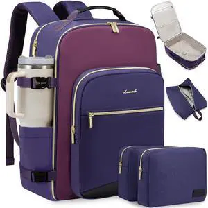 LOVEVOOK 50L Large Travel Backpack for Women, Carry on Backpack Airline Approved, Waterproof Travel Essentials fits 18" Laptop, TSA Personal Item Travel Bag Sports Backpack with 3 Packing Cubes