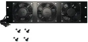 Rack Mount Fan Panel 3U, Exhaust Airflow, for Cooling AV, Home Theater, Network 19" Racks