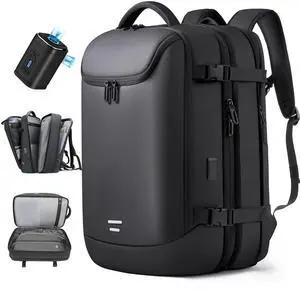 TANGCORLE Vacuum Backpack Travel with Pump, 40L Expandable Carry on Compression Backpack Flight Approved for Women Men Fit 17 Inch Laptop with USB Charging Port Business Weekender