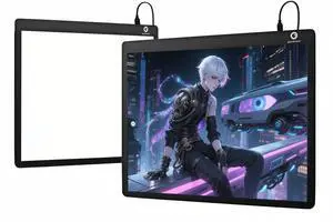 goodmore Glass Gaming Mouse pad,LED Illuminated Hard Mousepad for Gaming,Large Mouse pad 400mm * 300mm, Special Glass Surface to Improve Accuracy and Speed, Silicone Anti Slip(Punk Mech)