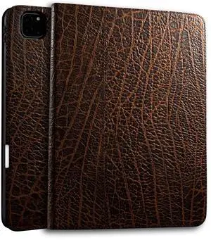 Gexmil Genuine Leather Case for iPad Pro 13 Inch (M5/M4) 2025/2024 with Pencil Holder,Protective Shockproof Smart Premium Leather Folio Cover Adjustable Stand Auto Sleep/Wake Anti-Slip, Buffalo Brown