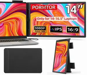 Laptop Screen Extender, 14" FHD IPS 1080P Portable Monitor for Laptop Mini HDMI/Type-C PC Display Extender Fits 14"-16.5" Laptops,Plug & Play for Windows/Mac/Android/Switch/PS5