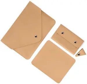 Laptop Sleeve 13 Inch Case - Faux Leather Bag Compatible With MacBook Air 13/Air 13.6/Pro 13, Small Pouch for Charger, Mouse Pad and Cord Organizer, Apricot Brown Laptop Sleeve 13 Inch Case - Faux Leather Bag Compatible With MacBook Air 13/Air 13.6/Pro 13, Small Pouch for Charger, Mouse Pad and Cord Organizer, Apricot Brown