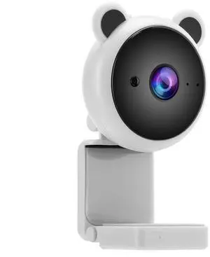 Tbest Computer Camera Webcam for pc with Microphone Cute Bear Design 1080p pc Video 1080P USB Computer Camera Video Recording Digital Webcam BuiltIn Microphone for Live (White)