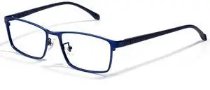ZanyLen Blue Light Blocking Glasses Men Computer Gaming Glasses Rectangle Metal Full Blue Frame Anti Glare/UV400 Clear Lens