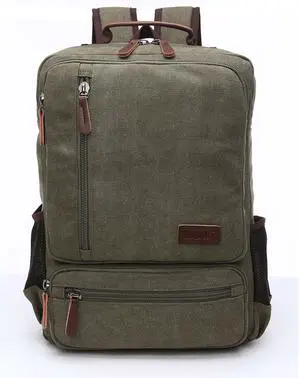 Jahomieo Vintage Canvas Backpack, Resistant Hiking Camping Rucksack Casual Daypack Backpacks for Men&Women Fits 15.6 Laptop