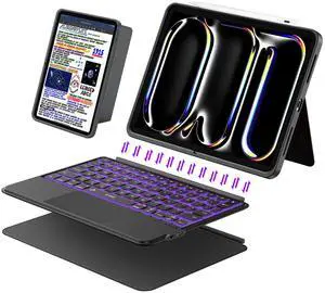 iPad Pro 13 inch Case with Keyboard (M5 2025, M4 2024), Flex Magnetic Detachable Backlit Keyboard Case, Larger Multi-Trackpad, Landscape/Portrait, 160° Adjustable Stand, Slim Protective Case (Black)
