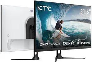 KTC 32 Inch Computer Monitor 2K - 1440P IPS Monitor 120Hz, Adaptive Sync, 109% sRGB, HDR10, Eye Care, HDMI Displayport, Tilt, VESA Compatible, 100Hz PC Monitors for Home Office Gaming, White, H32D6