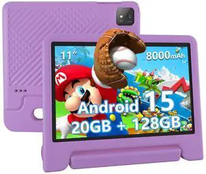 ITDULCET Kids Tablet, 11 inch Android 15 Tablet for Kids, 20GB RAM 128GB ROM Octa-Core 8000mAh Battery Childs Tablets with Shockproof Case, Bluetooth, WiFi, Parental Control, Dual Camera, GPS