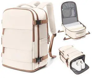 coowoz Travel Backpack Carry On for Women Man Gym Backpacks with Laptop Compartment Mochila de Viaje Teacher Personal Item Backpack Airplane Accessories Must Haves Beige Brown Small