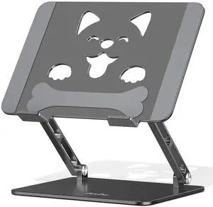 Aoviho Adjustable Portable Laptop Stand for Desk - Ergonomic Aluminum Laptop Riser, Heavy-Duty Laptop Holder for Large Laptops Compatible with MacBook Air Pro, Dell, HP, Lenovo (10"-17"), Gray