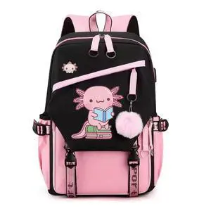 HDLMDFNN Axolotl Backpack Large Capacity Travel Backpack with USB Charging Port, Laptop Bag for Men & Women, Water-Resistant Multifunctional Daypack for Work, Outdoor