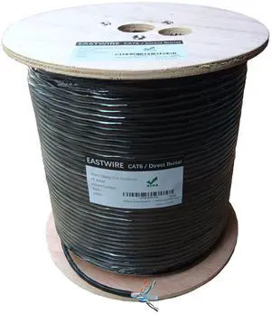 eastwire CAT6 Direct Burial Ethernet Cable 23AWG Solid CCA UTP for Network, Waterproof HDPE Insulation, Polyethylene (PE) Jacket for Indoor/Outdoor Installations, LAN Cable (1000ft-Black)