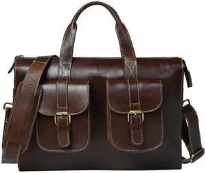 NATURAHIDE Premium Leather Messenger Bag for Men Handmade Full Grain Briefcase with 14 Inch Laptop Compartment, Luxury Crossbody Shoulder Satchel for Office, Business & Travel