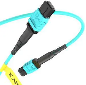 Karono 50ft /15M MPO to MPO 12 Fiber Cable, Female/Female, 40g OM3 Multi-Mode, Type B Polarity for QSFP+Transceivers MTP Compatible Cabling System, GPON, EPON Application Aqua Karono 50ft /15M MPO to MPO 12 Fiber Cable, Female/Female, 40g OM3 Multi-Mode, Type B Polarity for QSFP+Transceivers MTP Compatible Cabling System, GPON, EPON Application Aqua