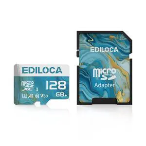 Ediloca 128GB Micro SD Card, Memory Card with SD Adapter, Read Speed up to 100MB/s, UHS-I TF Card for 4K Video Recording, Compatible with Smartphone, Dash Cam, Camera and Drones, C10, U3, V30, A1 Ediloca 128GB Micro SD Card, Memory Card with SD Adapter, Read Speed up to 100MB/s, UHS-I TF Card for 4K Video Recording, Compatible with Smartphone, Dash Cam, Camera and Drones, C10, U3, V30, A1